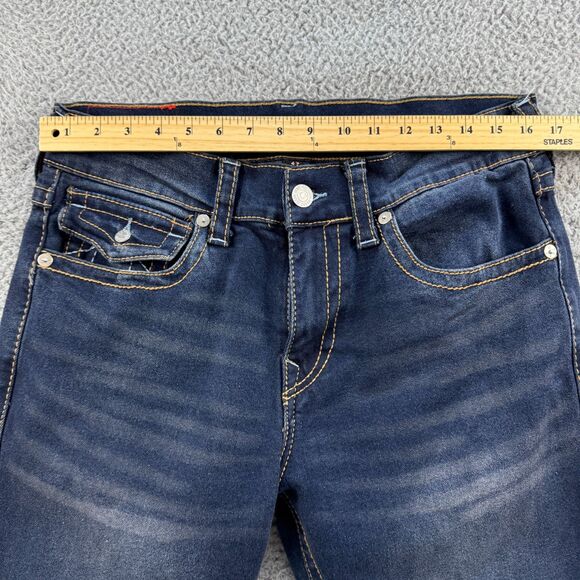 True Religion Ricky Jeans 33x33 Big T Relaxed Straight Flap Pocket Blue Denim - Picture 9 of 14